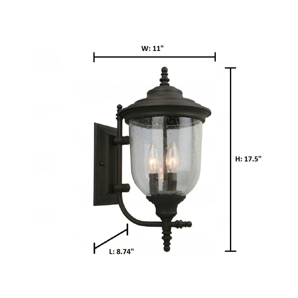 Pinedale 3 Light 17.5 inch Matte Bronze Outdoor Wall Light