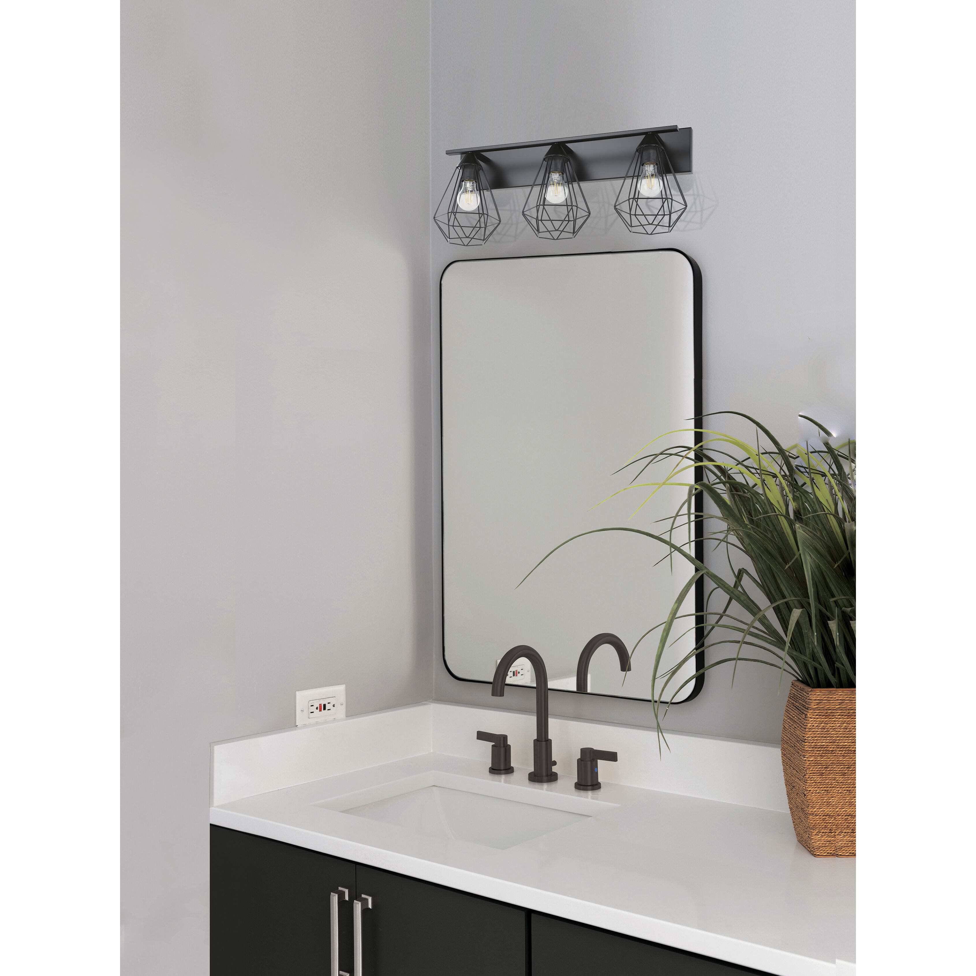Tarbes 3 Light 7.87 inch Matte Black Bath Vanity Wall Light