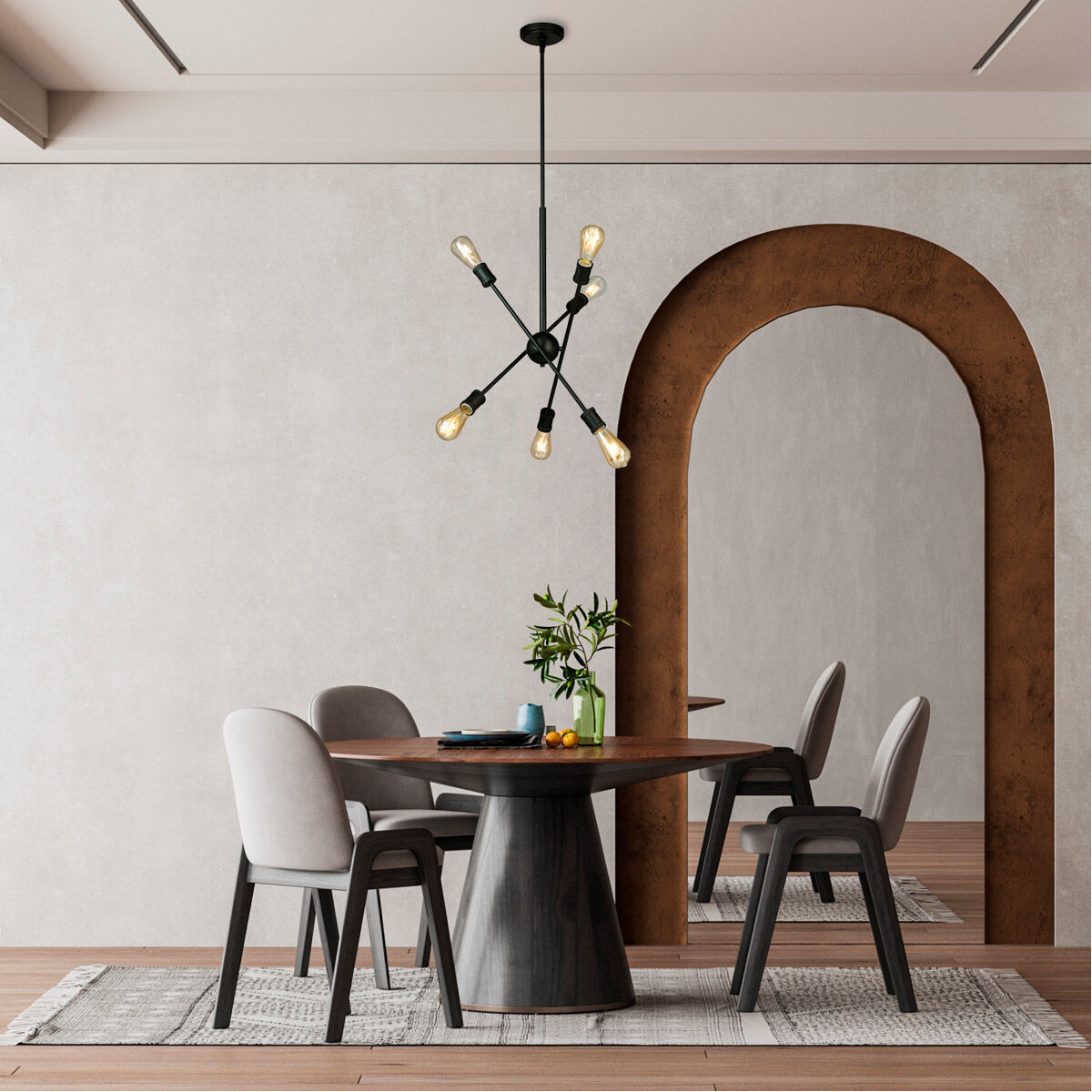 Etris Row 6 Light 22.99 inch Black Pendant Ceiling Light