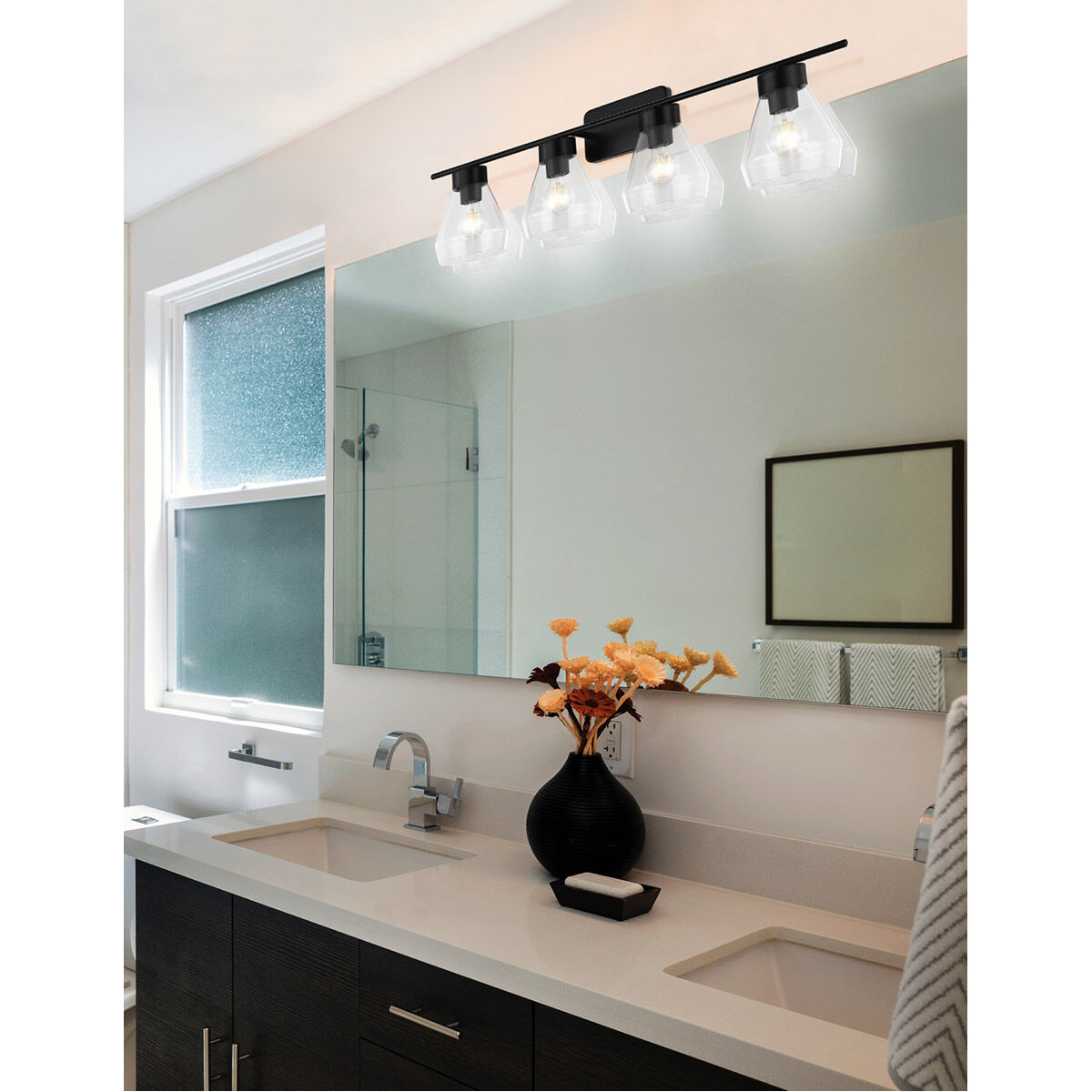 Montey 1 4 Light 32.68 inch Matte Black Bath Vanity Wall Light