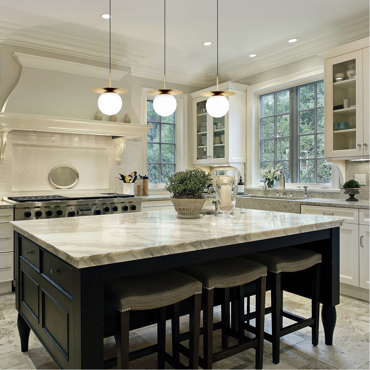 Arenales 3 Light 40 inch Brushed Brass Linear Pendant Ceiling Light