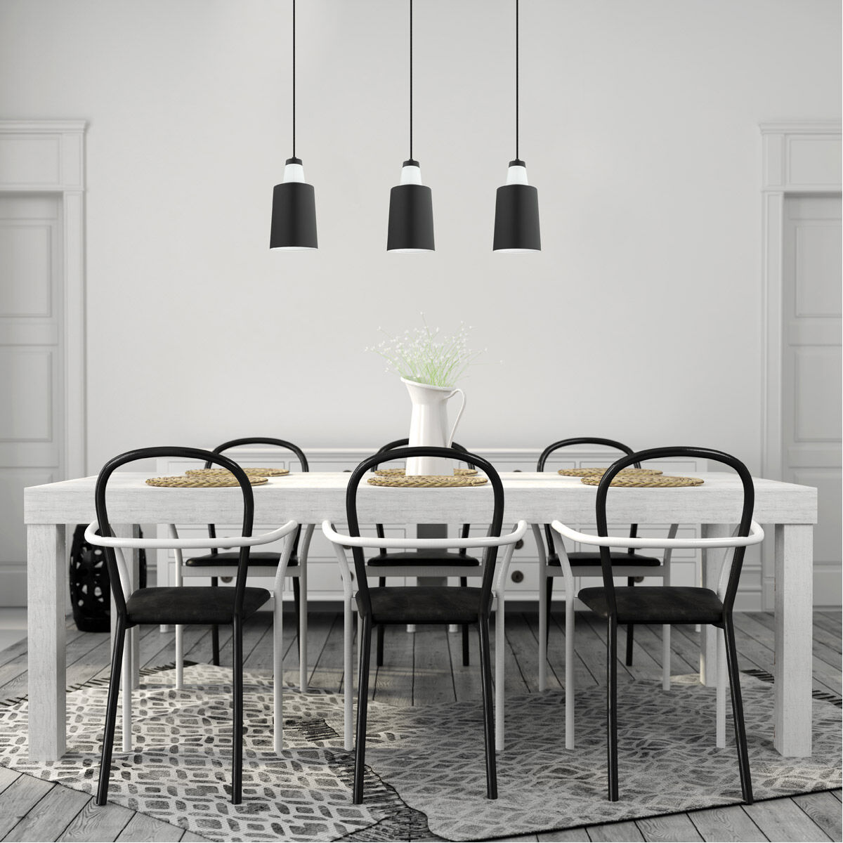 Tabanera 1 Light 6.25 inch Black and White Mini Pendant Ceiling Light
