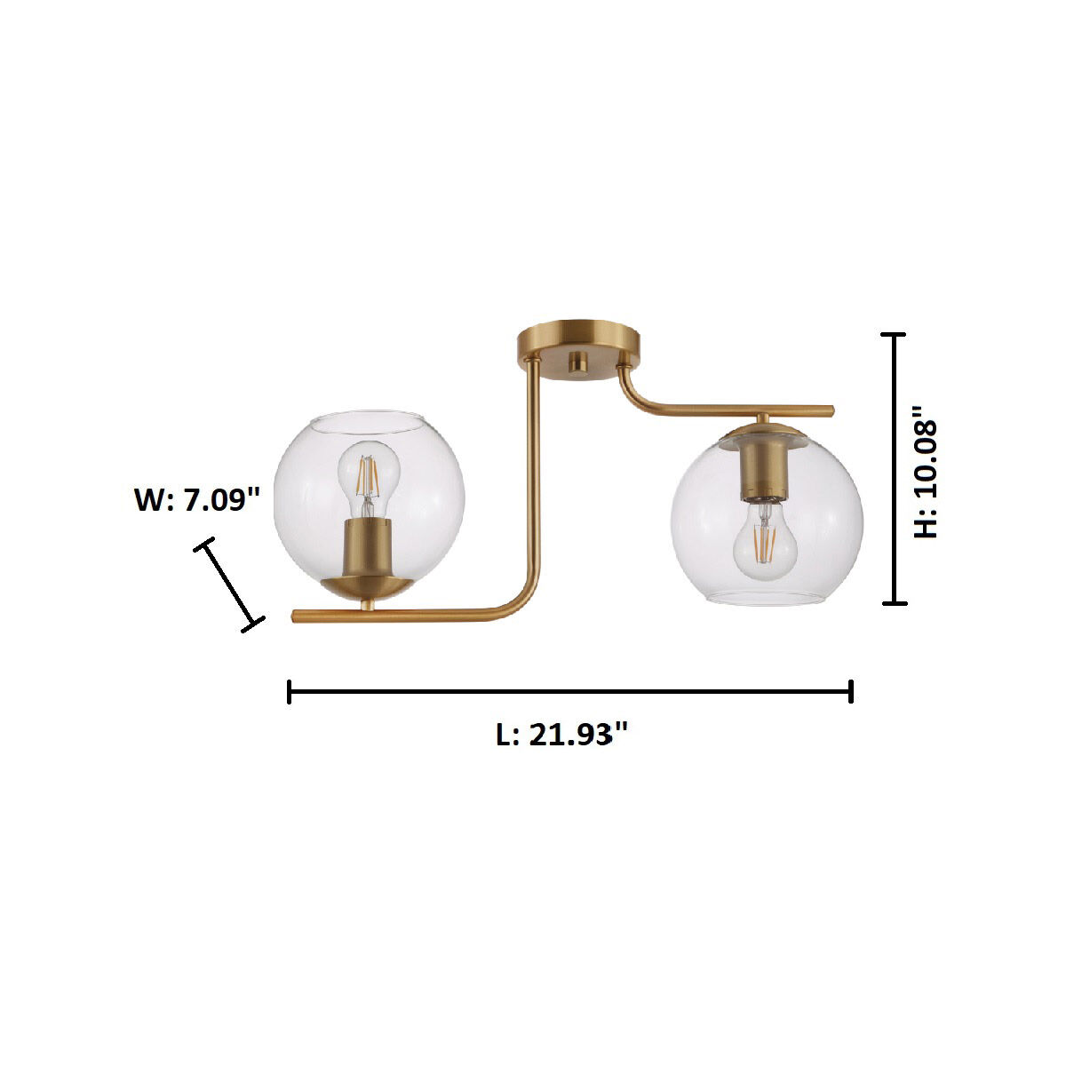 Eglo 204336A Marojales 2 Light 21.93 inch Brushed Gold Semi Flush Mount Ceiling Light