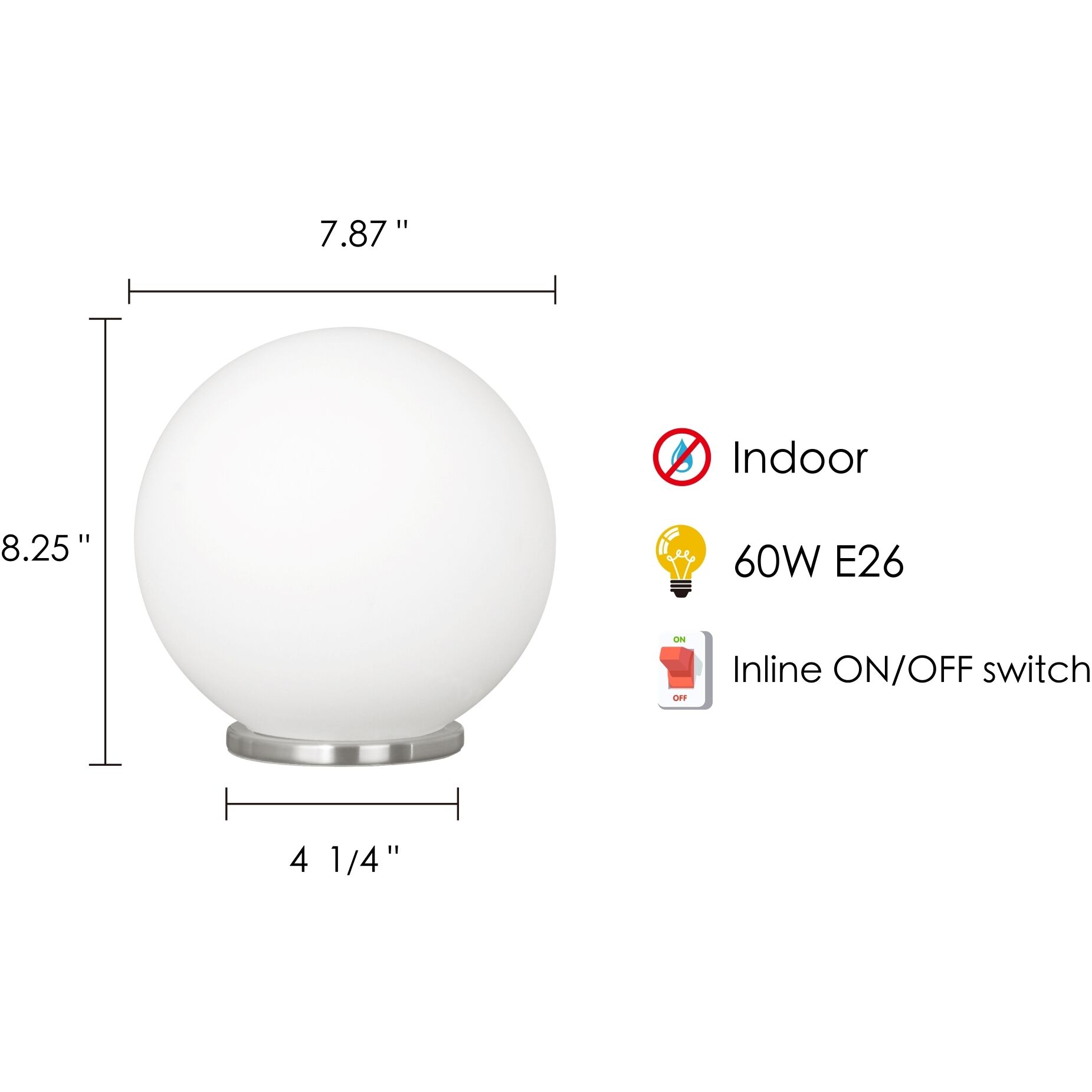 Rondo 8.25 inch 60 watt Silver Table Lamp Portable Light