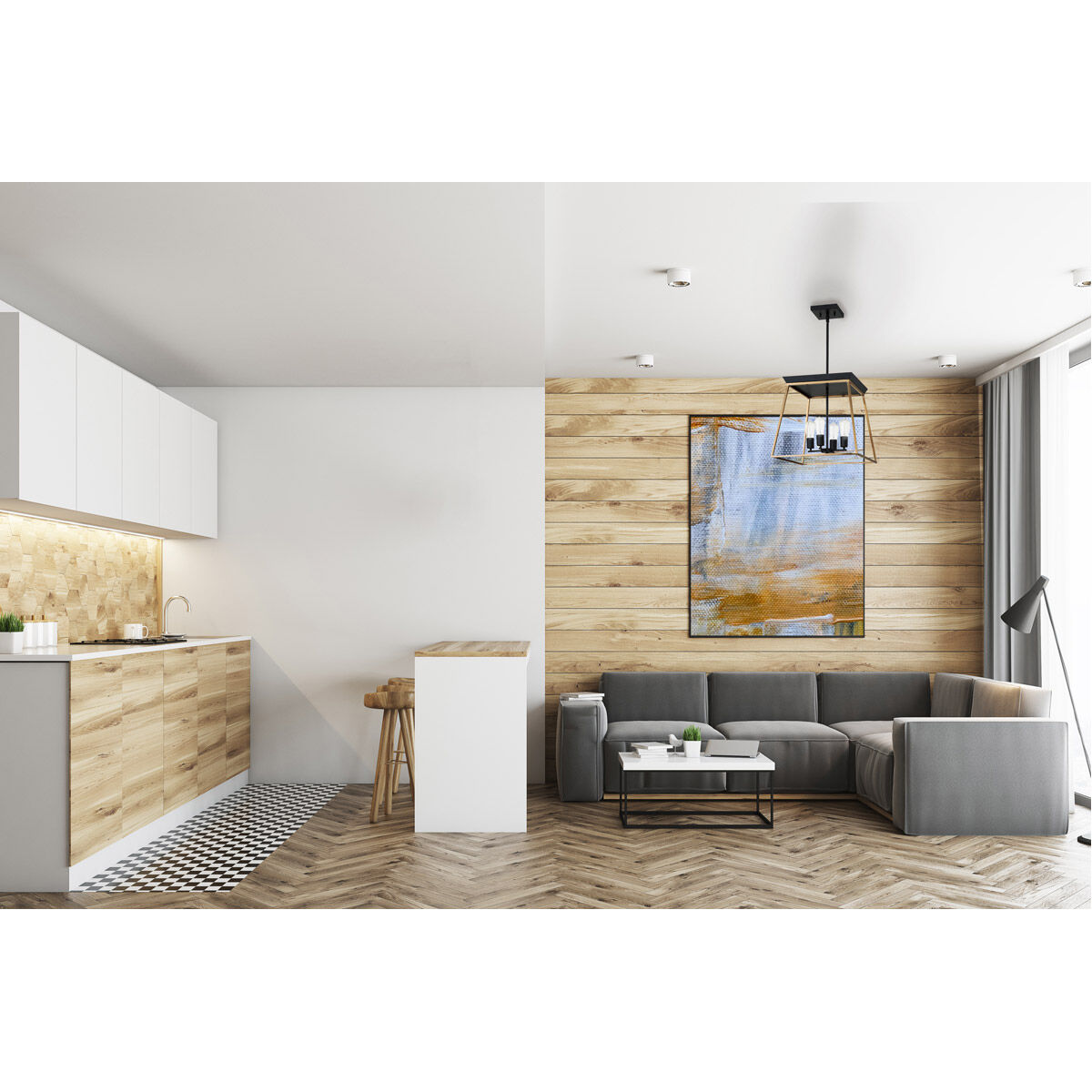 Paulino 4 Light 18.03 inch Brushed Gold and Matte Black Pendant Ceiling Light