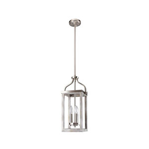 Westbury 3 Light 9 inch Painted Grey Wood Effect and Brushed Nickel Pendant Ceiling Light