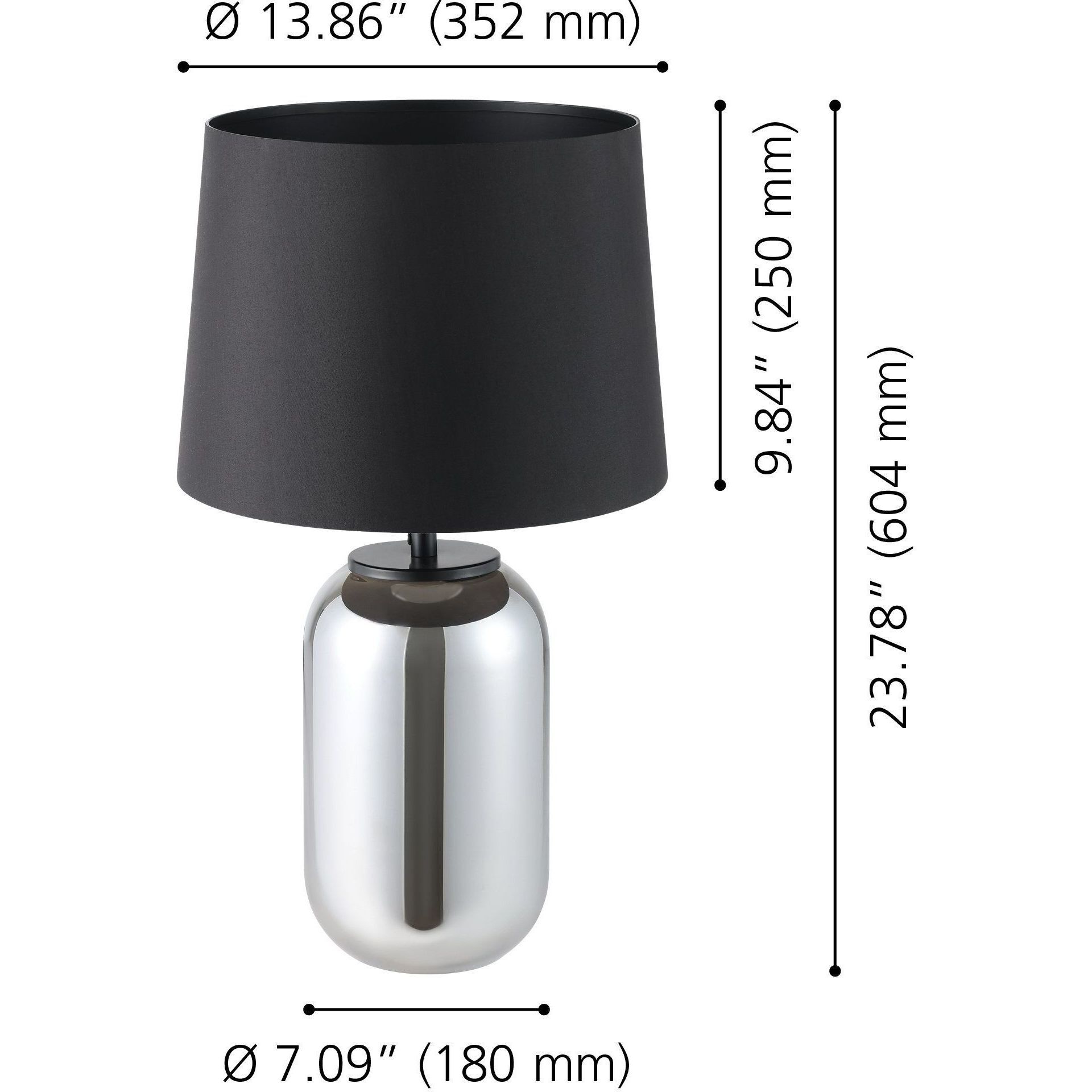 Cuite 23.78 inch 60 watt Chrome Smoked Table Lamp Portable Light