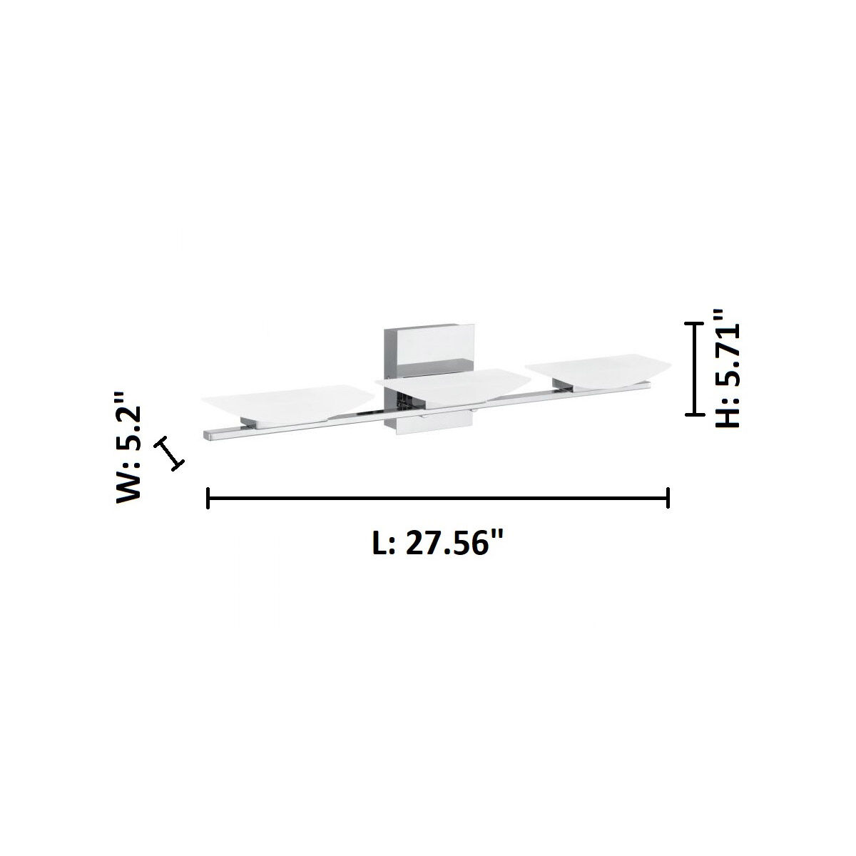 Metrass 3 LED 27.56 inch Chrome Bath Vanity Wall Light