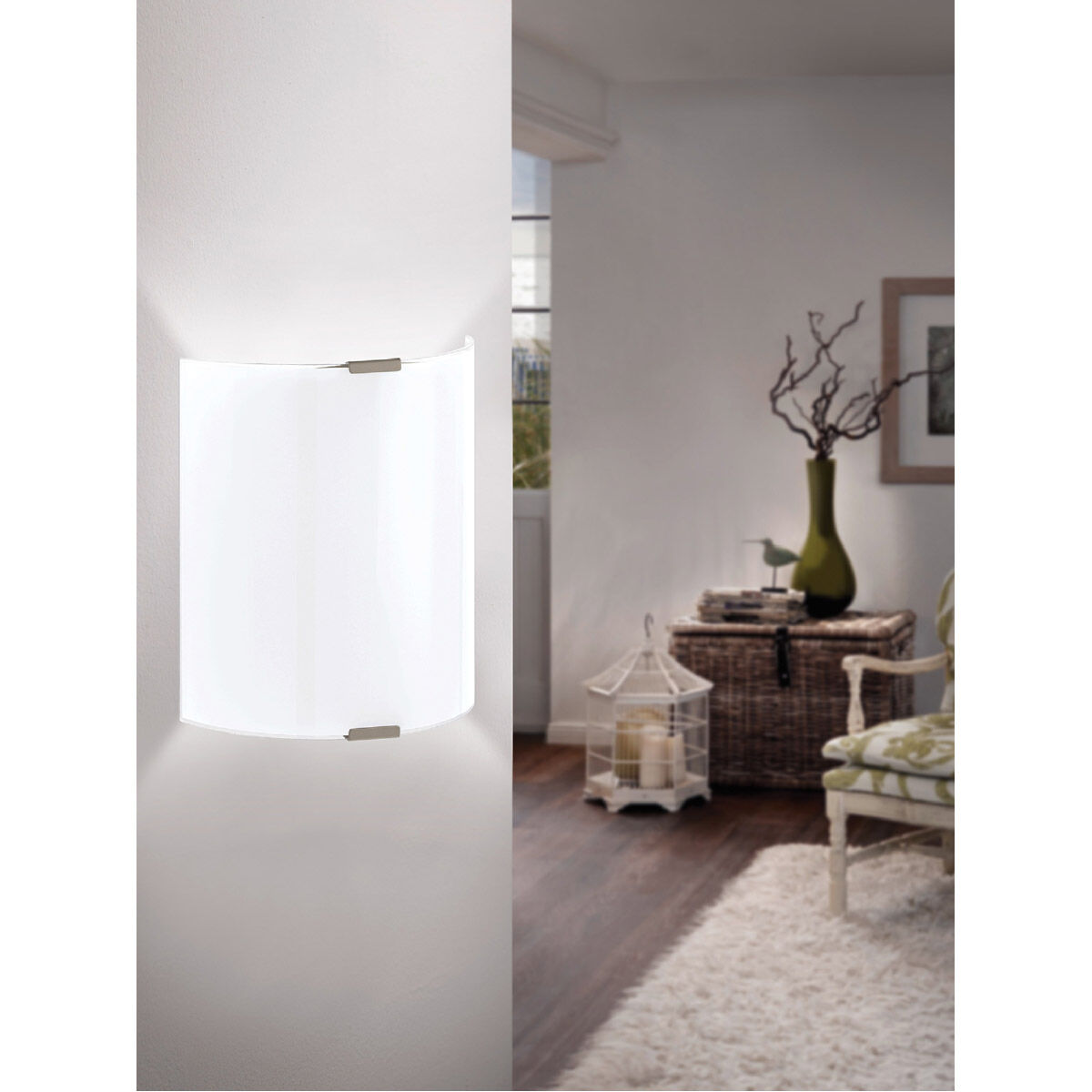 Grafik LED 6.89 inch Silver ADA Wall Light, White Glass