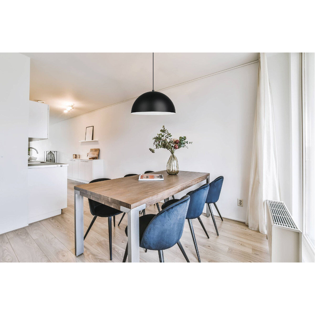 Rafaelino 1 Light 15 inch Structured Black and Matte White Pendant Ceiling Light