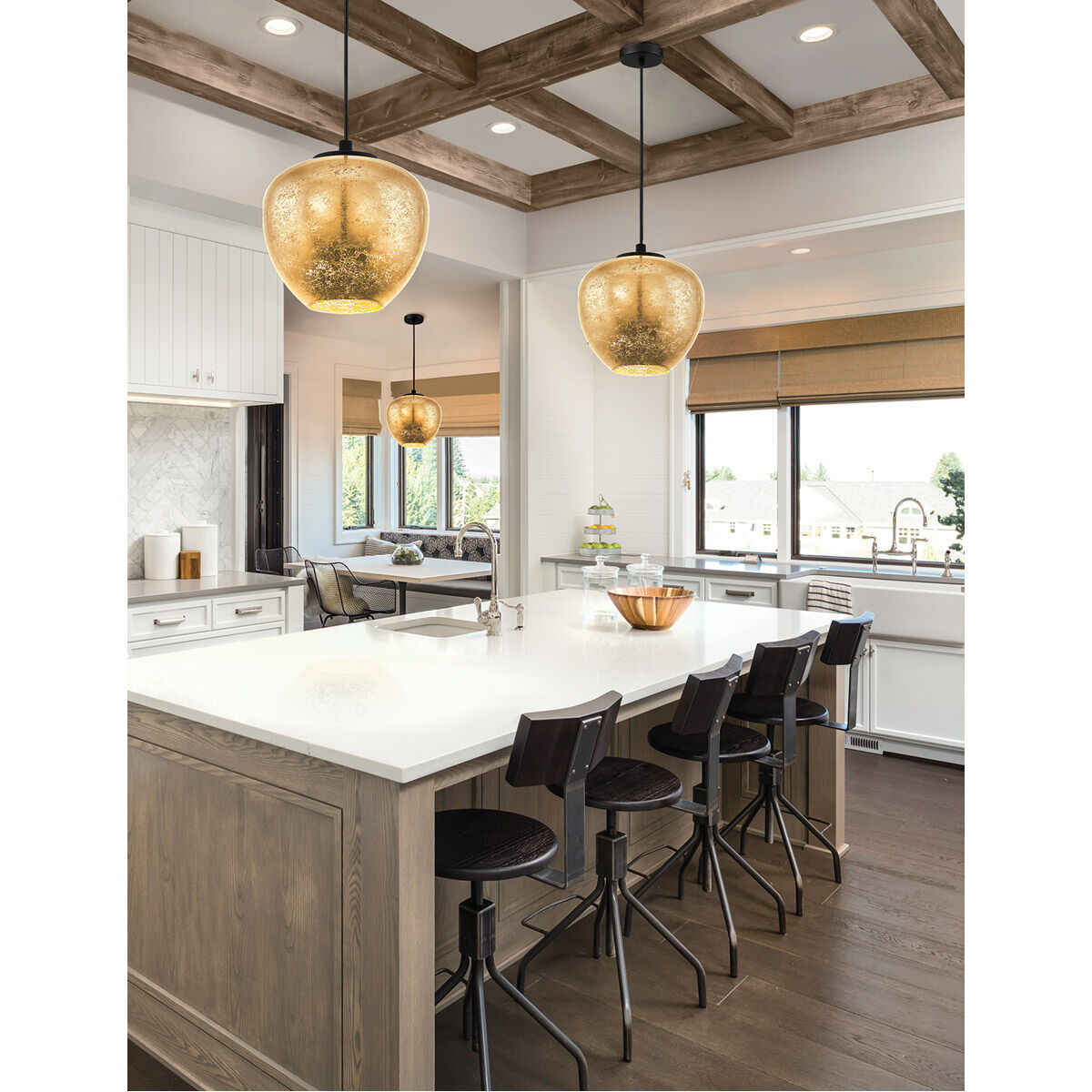 Priorat 1 Light 11.34 inch Black and Gold Pendant Ceiling Light