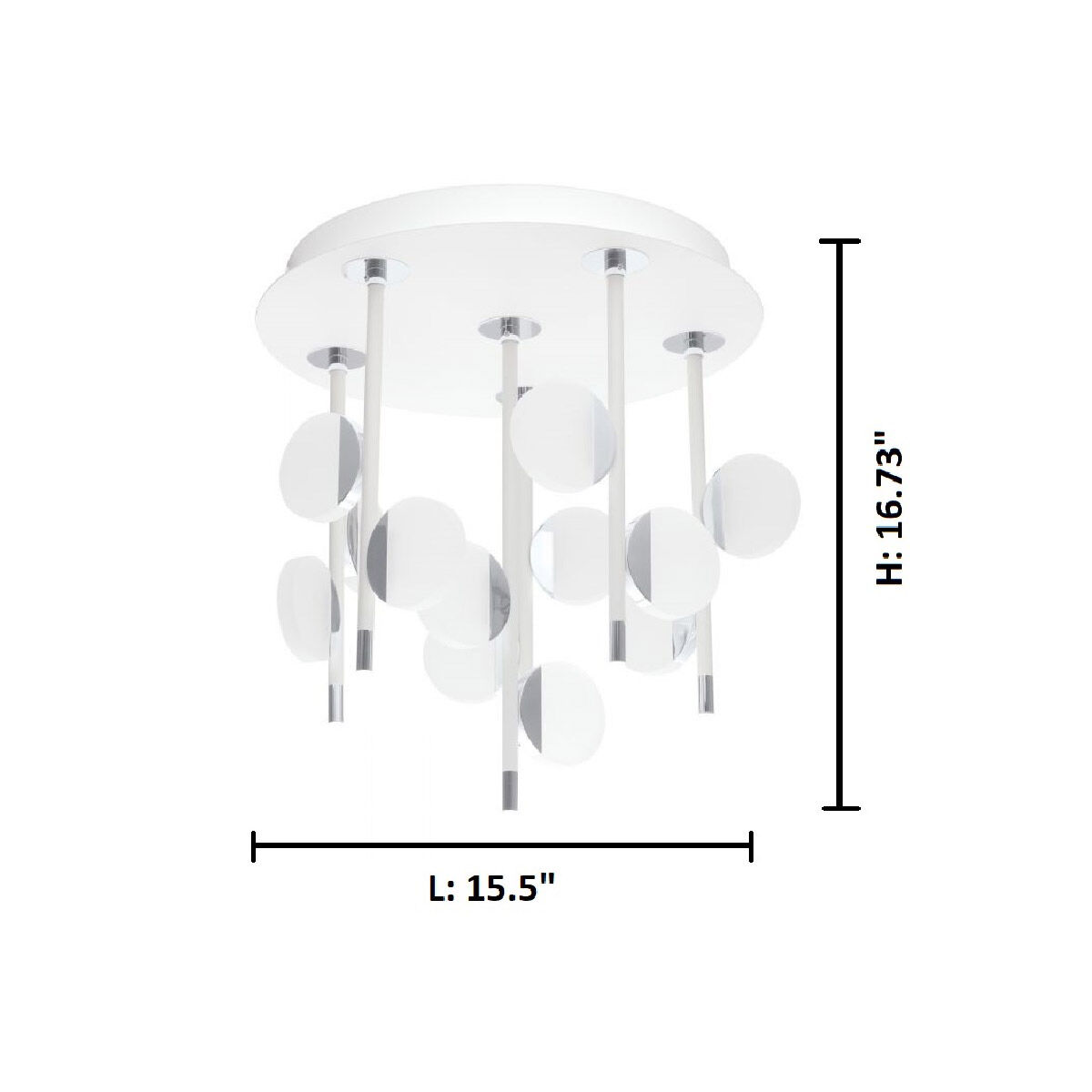 Olindra LED 15.5 inch White and Chrome Semi Flush Mount Ceiling Light