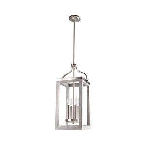 Westbury 4 Light 11 inch Painted Grey Wood Effect and Brushed Nickel Pendant Ceiling Light