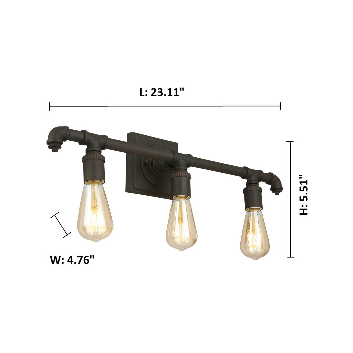 Wymer 3 Light 23.11 inch Matte Bronze Bath Vanity Wall Light