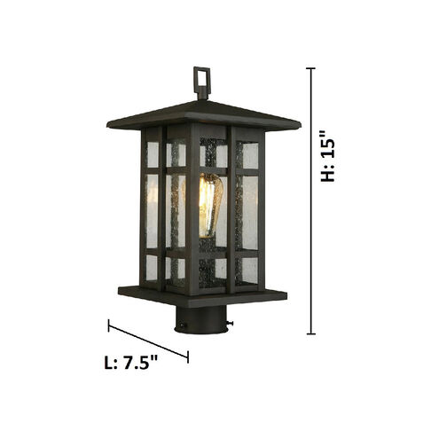 Arlington Creek 7.5 in. W x 15 in. H 1-Light Matte Bronze Outdoor Post Light with Clear Seeded Glass Arlington Creek 7.5 in. W x 15 in. H 1-Light Matte Bronze Outdoor Post Light with Clear Seeded Glass