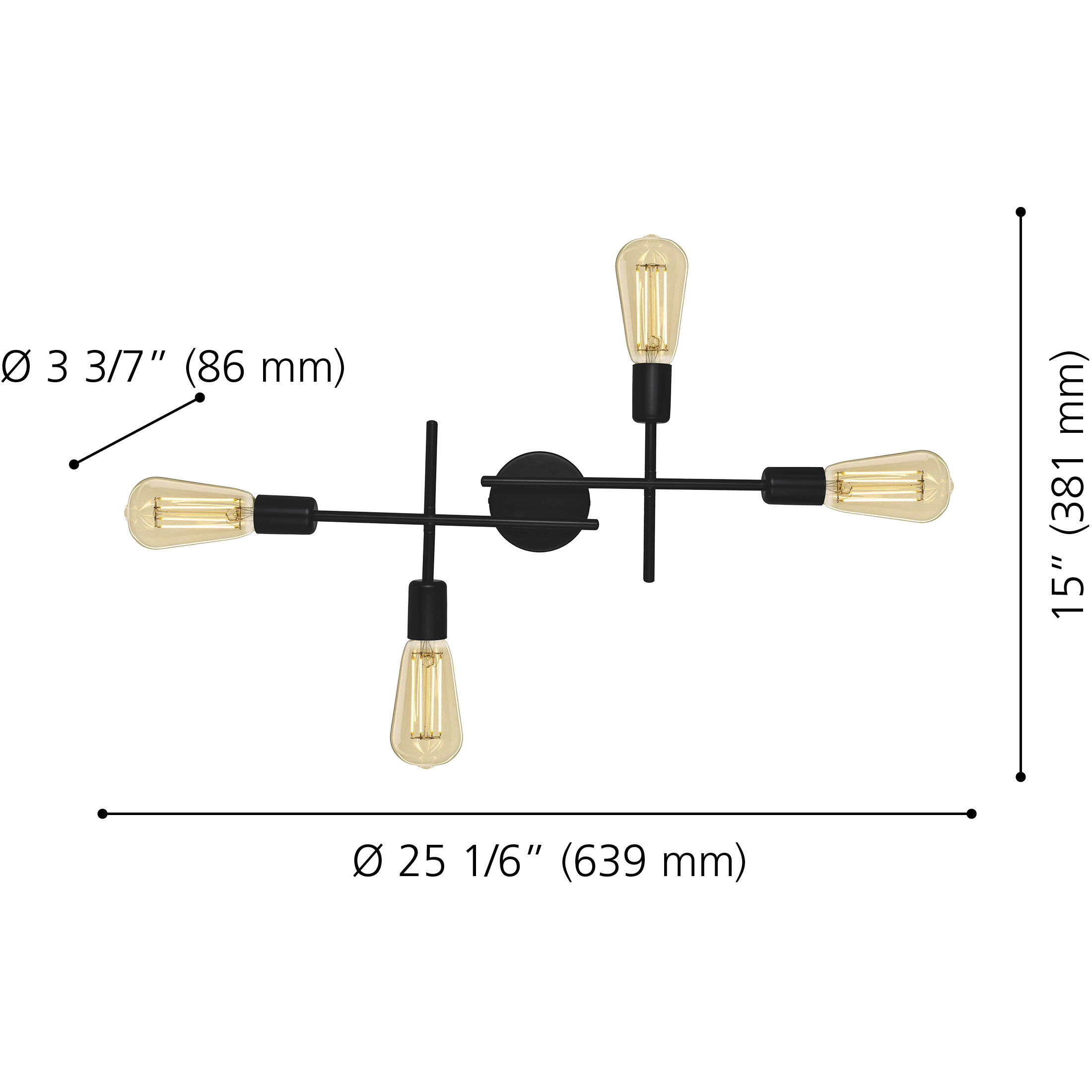 Avondale 4 Light 25.16 inch Matte Black Wall/Ceiling Light Wall Light