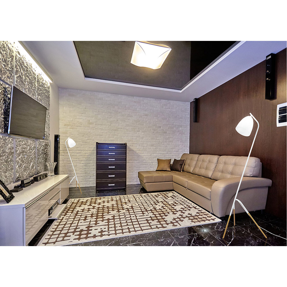 Westlinton 59.06 inch 60.00 watt White and Gold Leaf Floor Lamp Portable Light