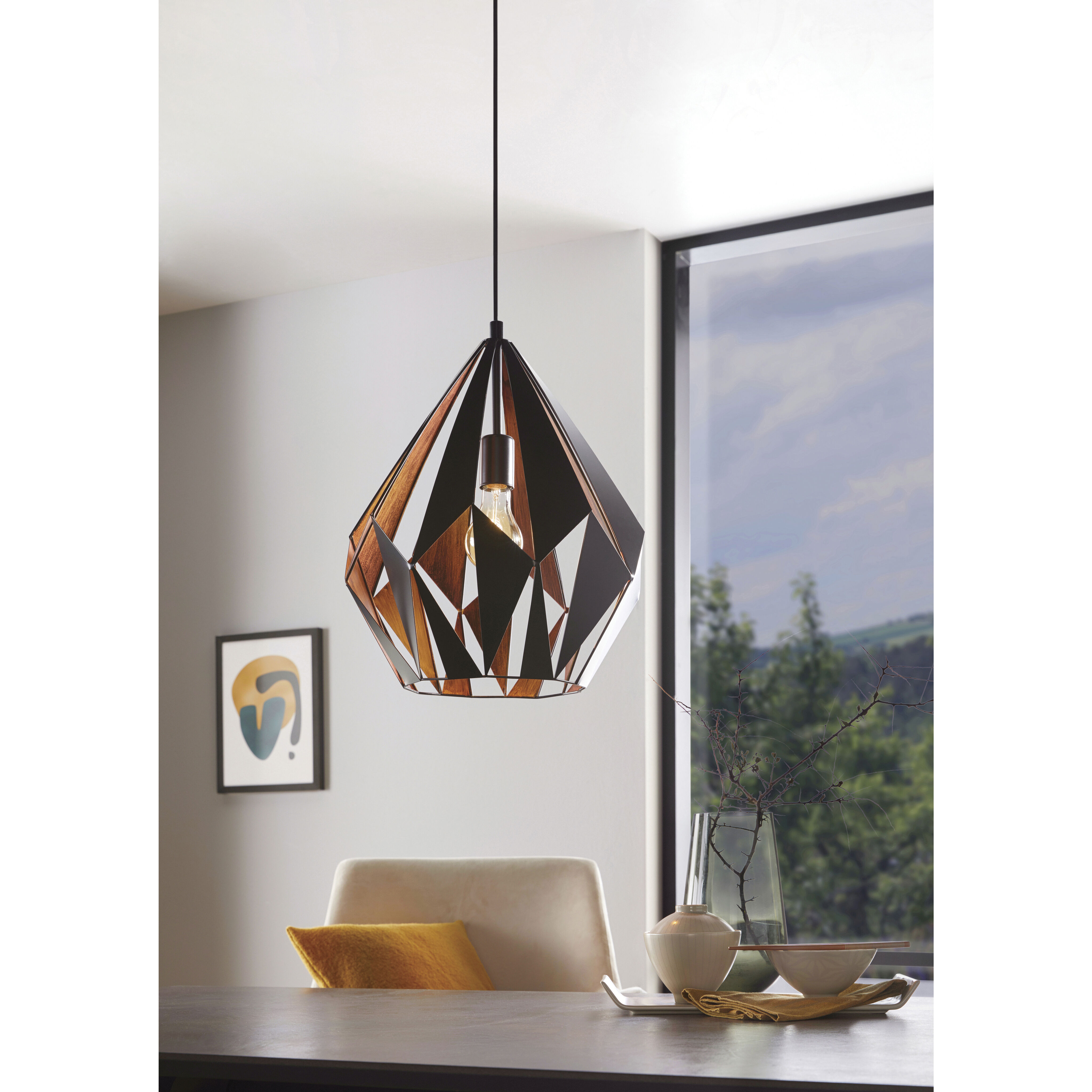Carlton 1 Light 15.12 inch Matte Black and Copper Pendant Ceiling Light