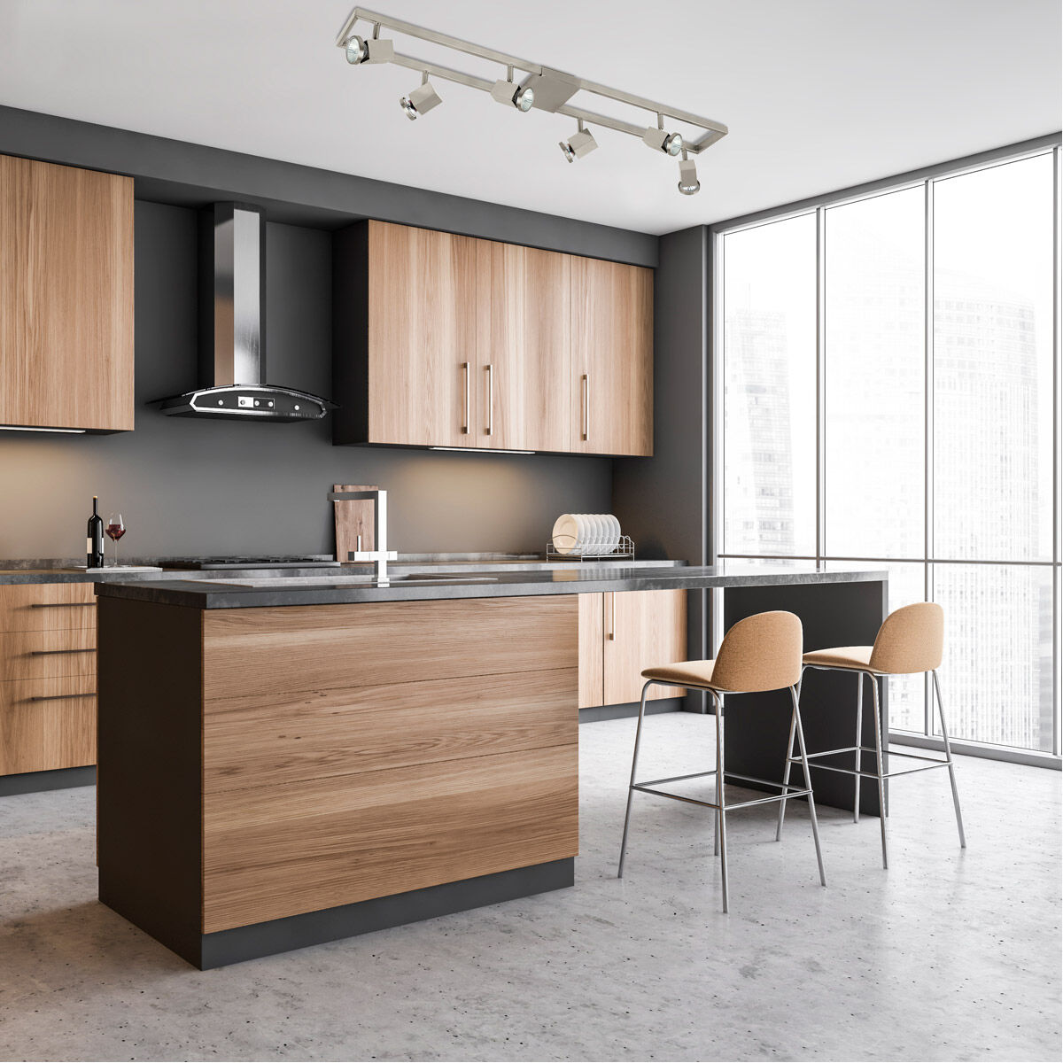 Zeraco 6 Light 120 Matte Nickel Track Light Ceiling Light