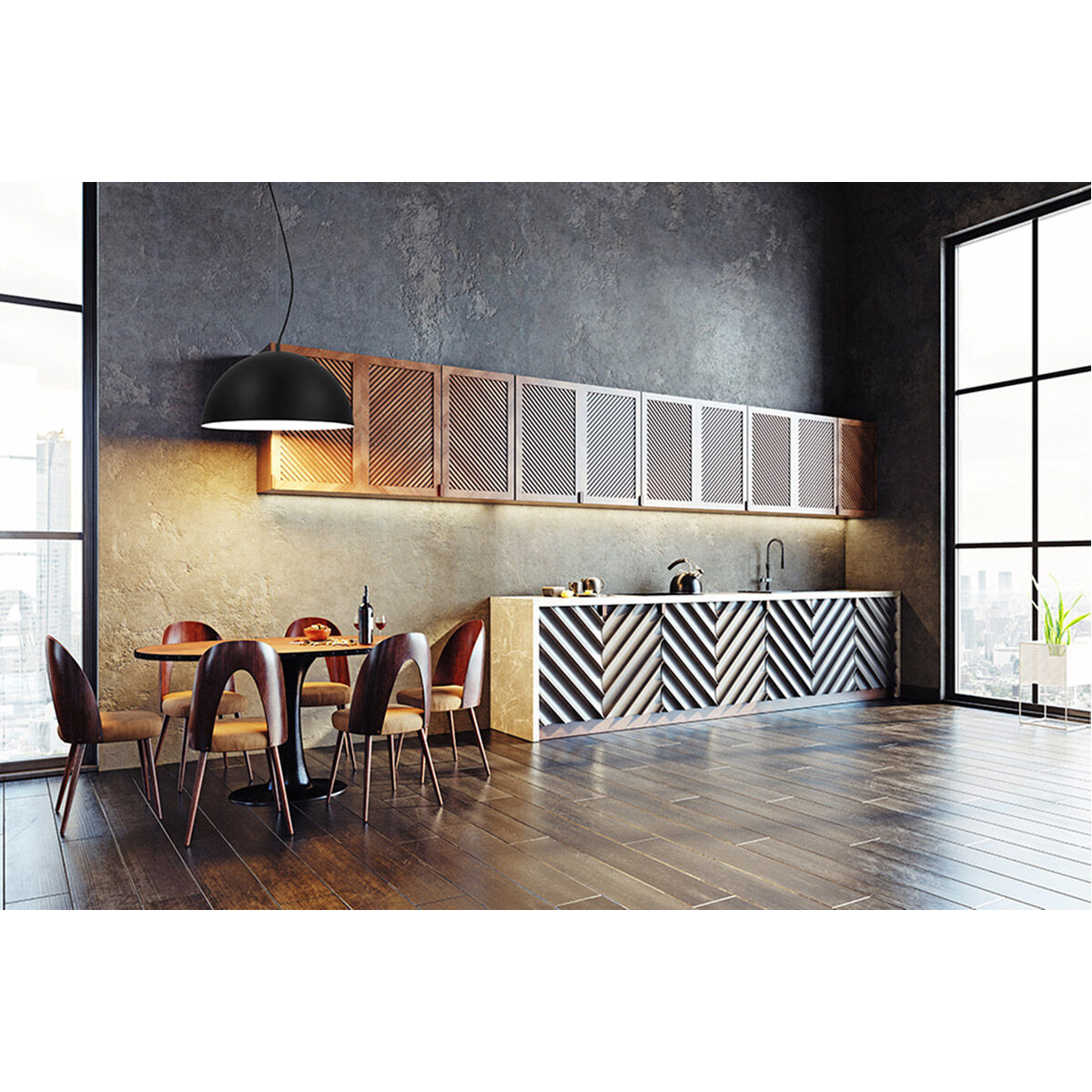 Rafaelino 1 Light 21 inch Black and White Bowl Pendant Ceiling Light