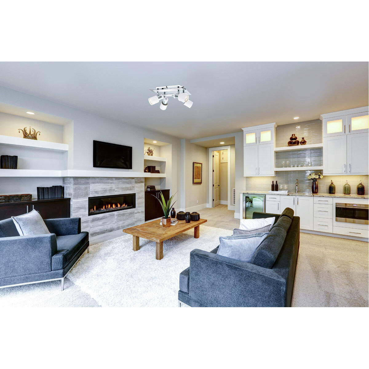 Davida 4 Light 9.45 inch Chrome and White Semi-Flush Mount Ceiling Light