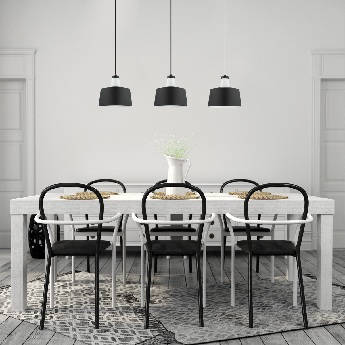 Tabanera 1 Light 10.24 inch Black and White Pendant Ceiling Light