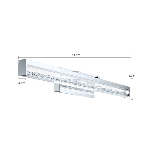 Cardito 2 LED 39 inch Chrome Vanity Light Wall Light, Clear Glass, Clear Crystal Stones