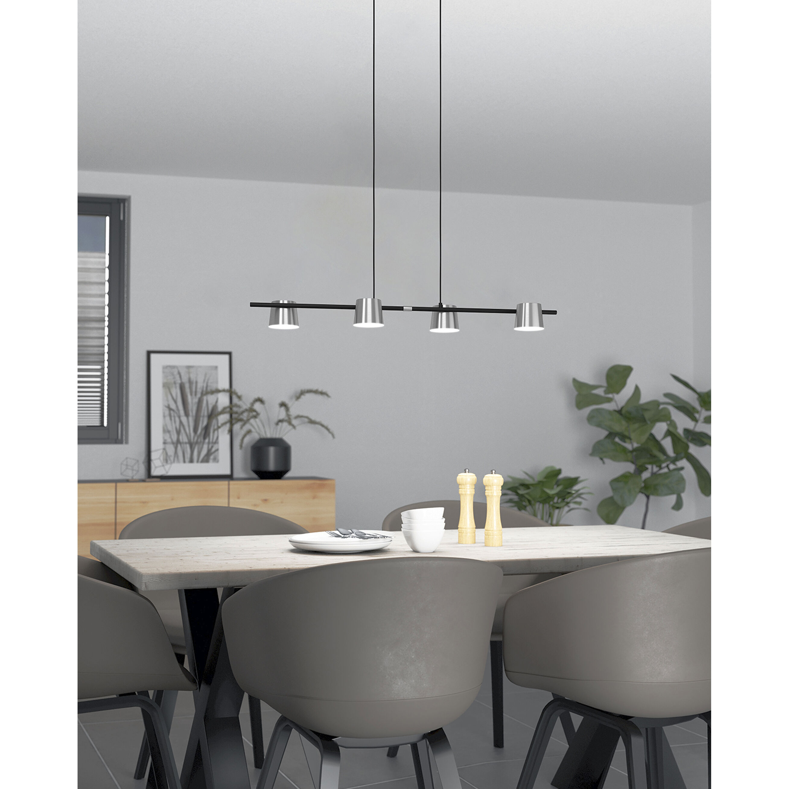 Altamira 4 Light 8.3 inch Structured Black Linear Pendant Ceiling Light