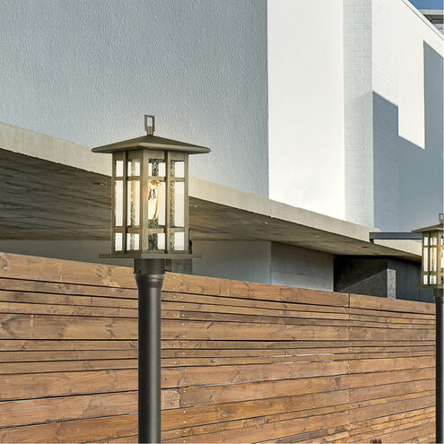 Arlington Creek 7.5 in. W x 15 in. H 1-Light Matte Bronze Outdoor Post Light with Clear Seeded Glass Arlington Creek 7.5 in. W x 15 in. H 1-Light Matte Bronze Outdoor Post Light with Clear Seeded Glass