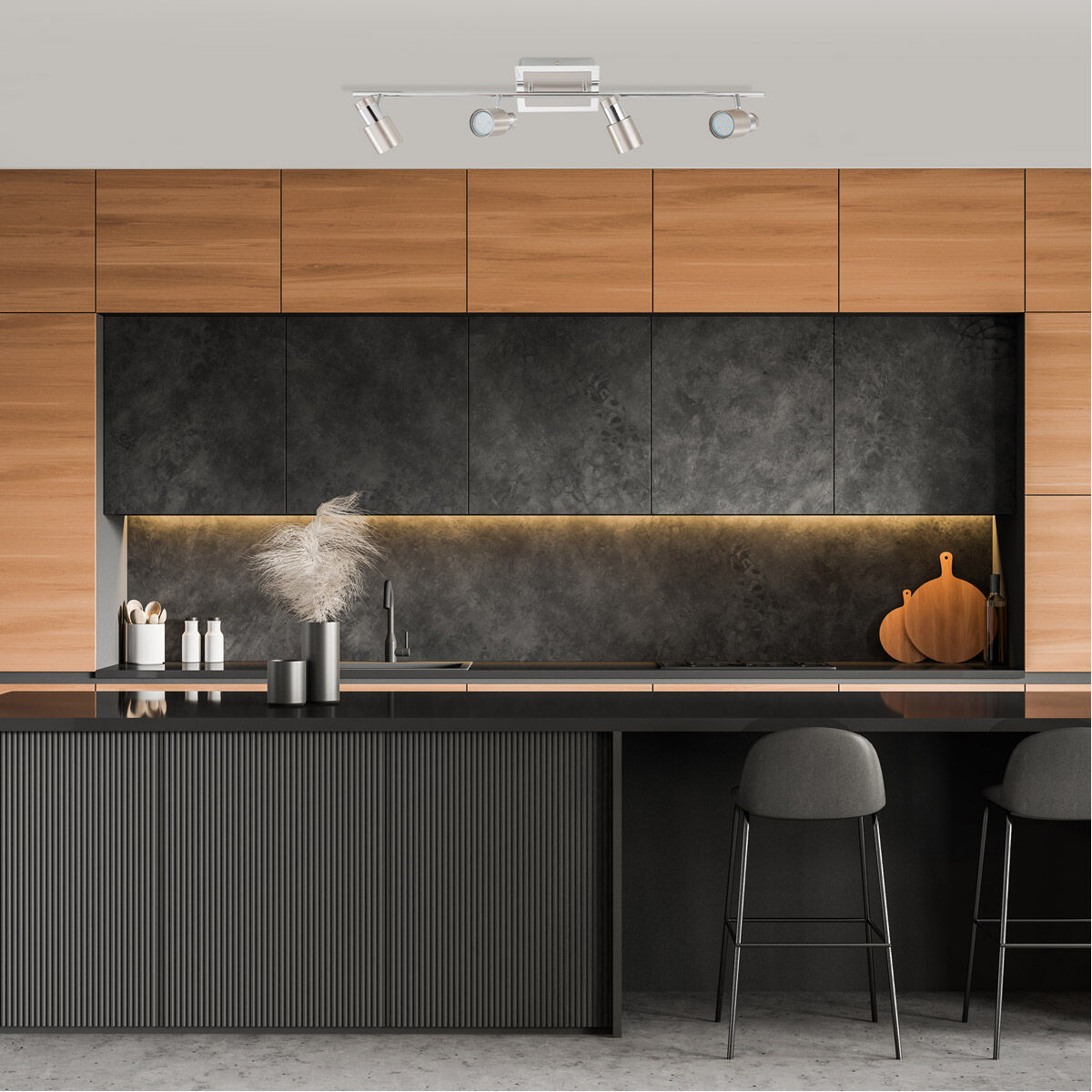 Davida-2 4 Light 120 Matte Nickel and Chrome Track Light Ceiling Light