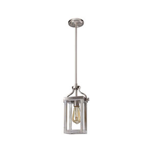 Westbury 1 Light 5 inch Painted Grey Wood Effect and Brushed Nickel Mini Pendant Ceiling Light