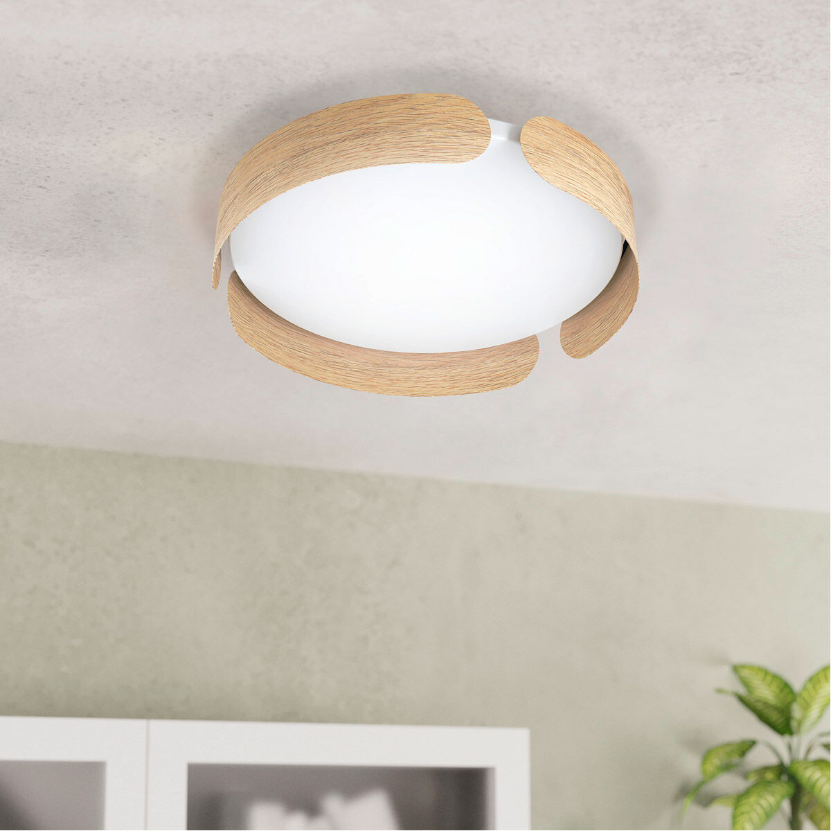Valcasotto 1 Light 14 inch Wood Color Flush Mount Ceiling Light