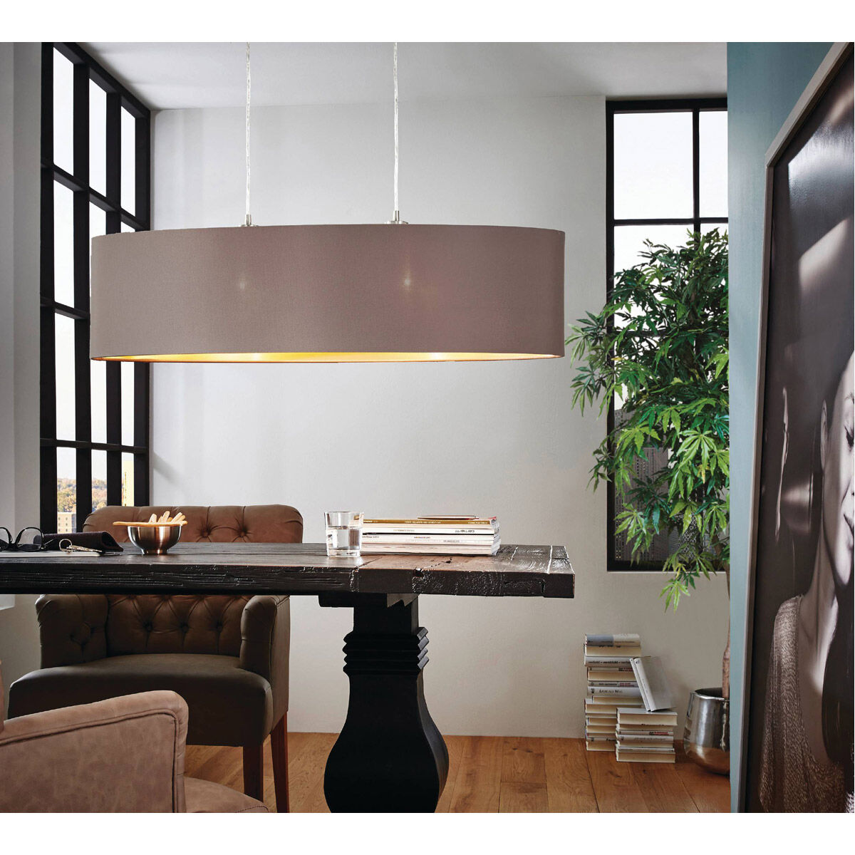 Maserlo 2 Light 39.37 inch Satin Nickel Pendant Ceiling Light