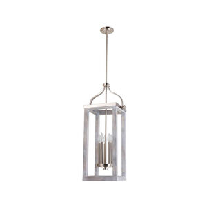 Westbury 5 Light 11 inch Painted Grey Wood Effect and Brushed Nickel Pendant Ceiling Light