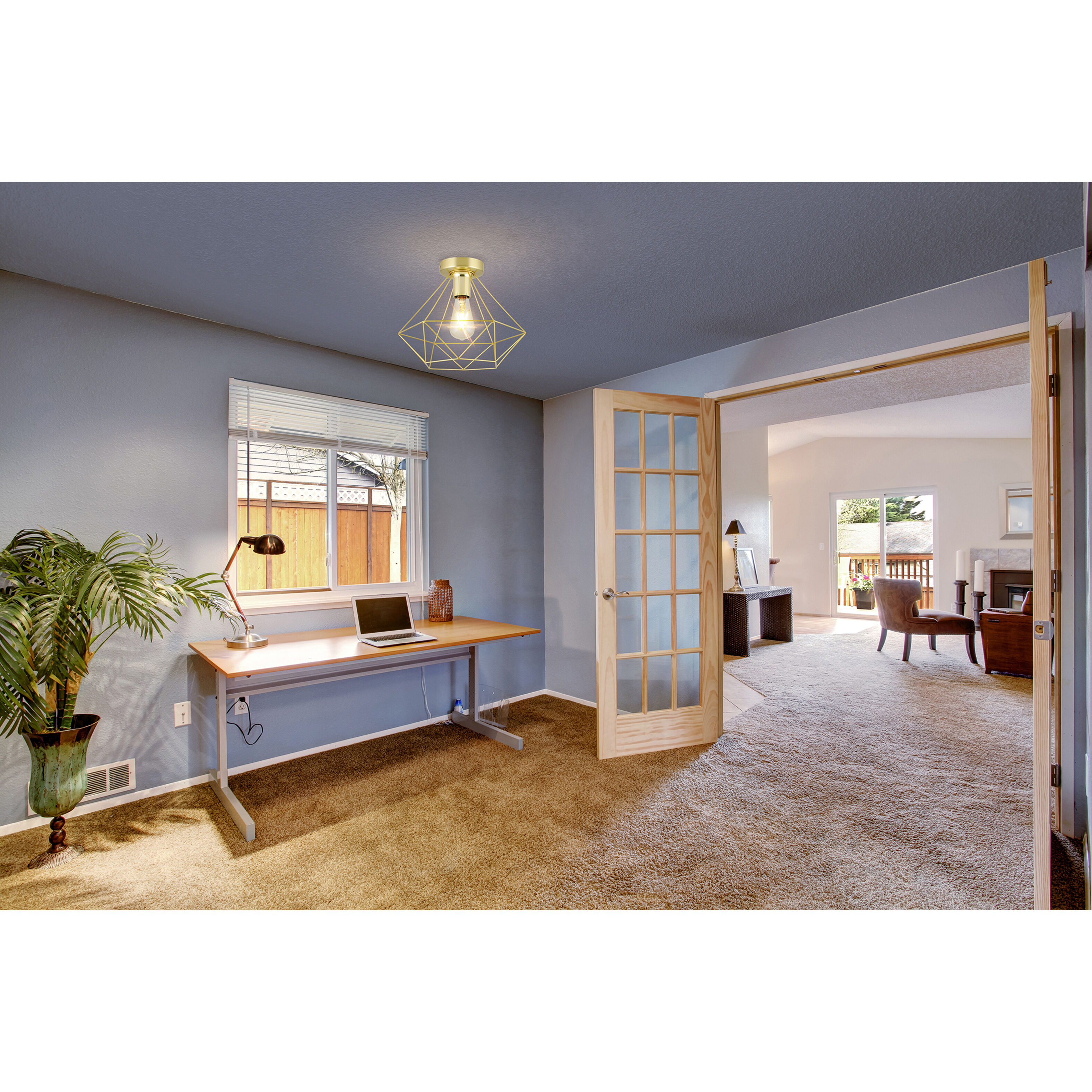 Tarbes 1 Light 12.8 inch Brushed Brass Flush Mount Ceiling Light