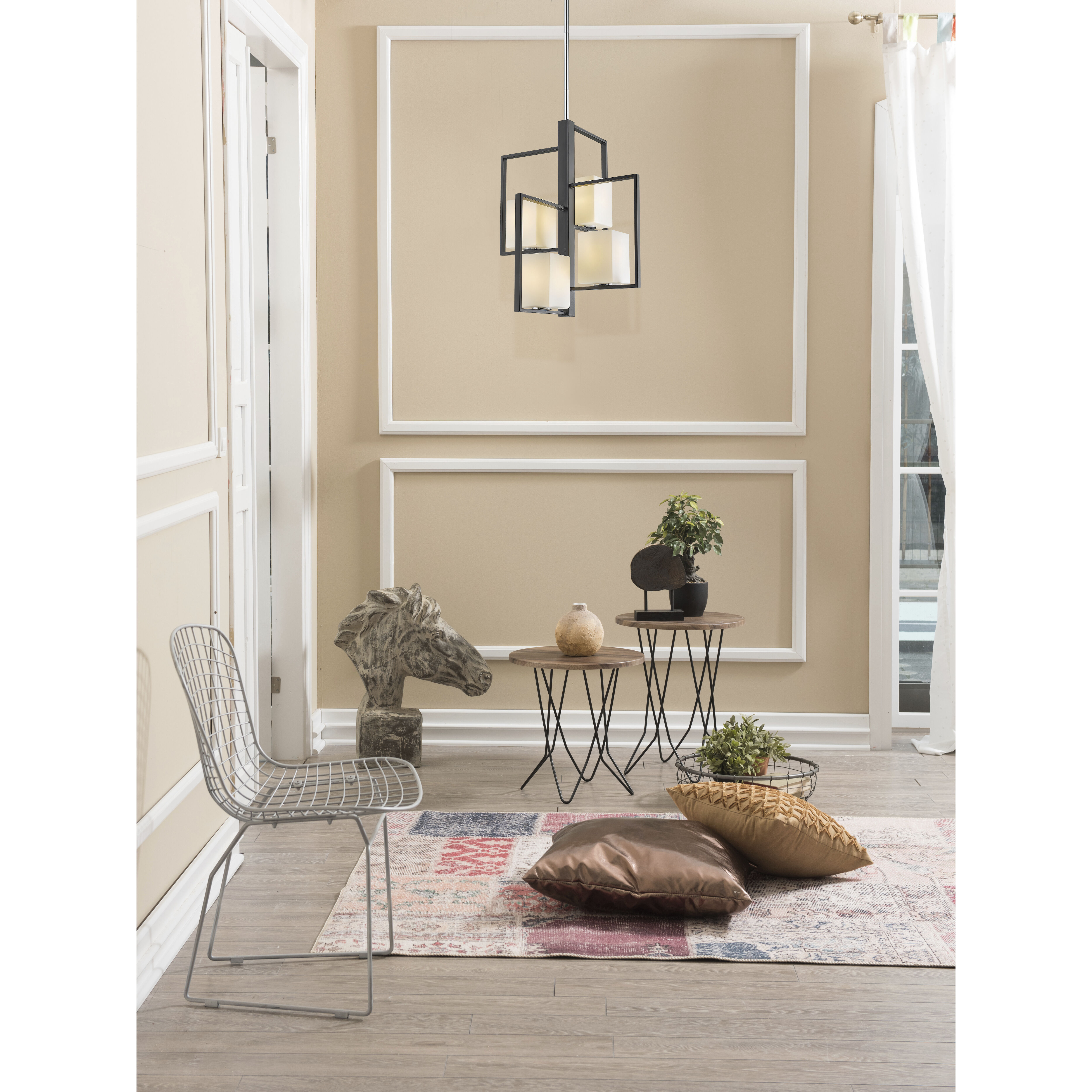 Regis Falls 4 Light 20.12 inch Black and Chrome Pendant Ceiling Light