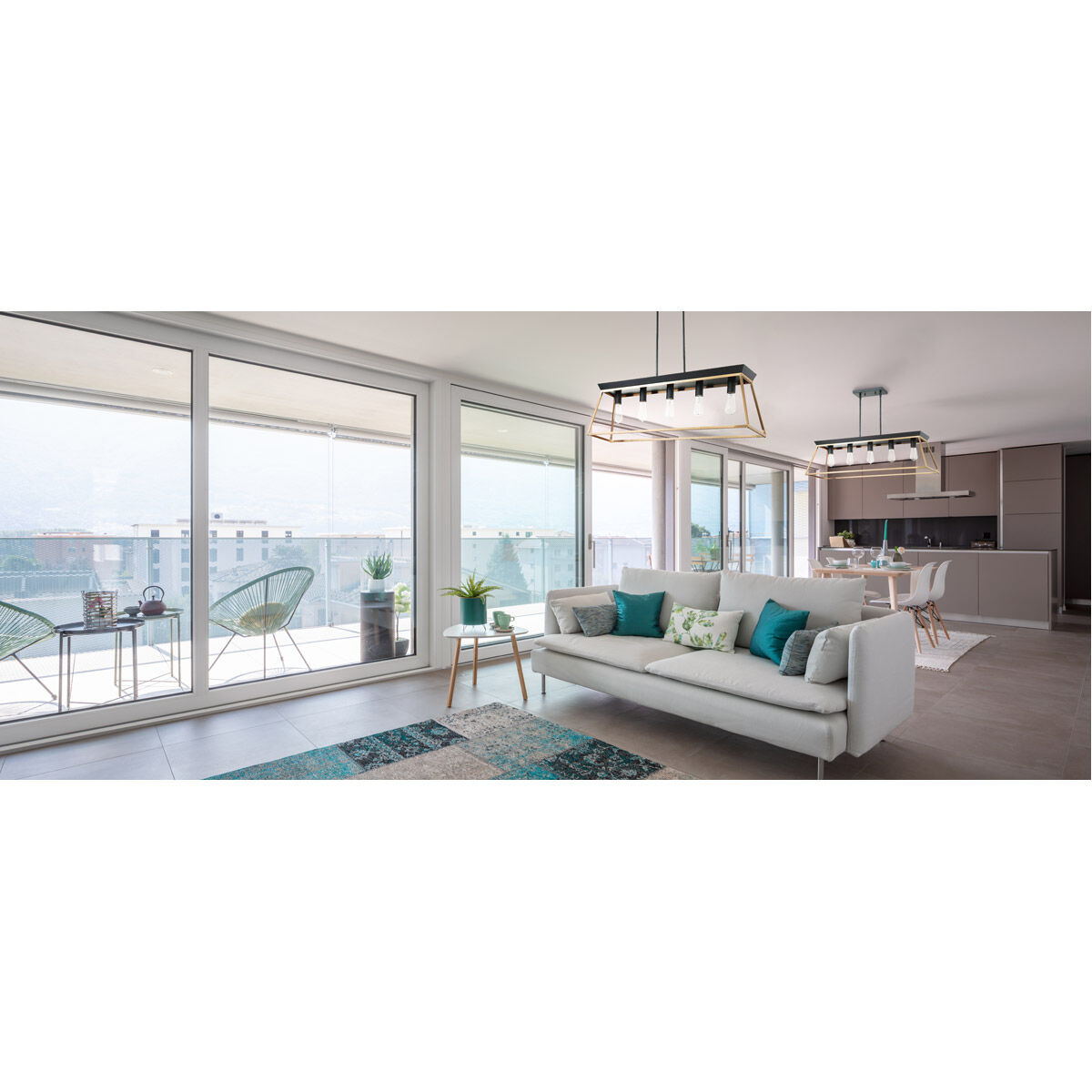 Paulino 5 Light 38.5 inch Brushed Gold and Matte Black Pendant Ceiling Light