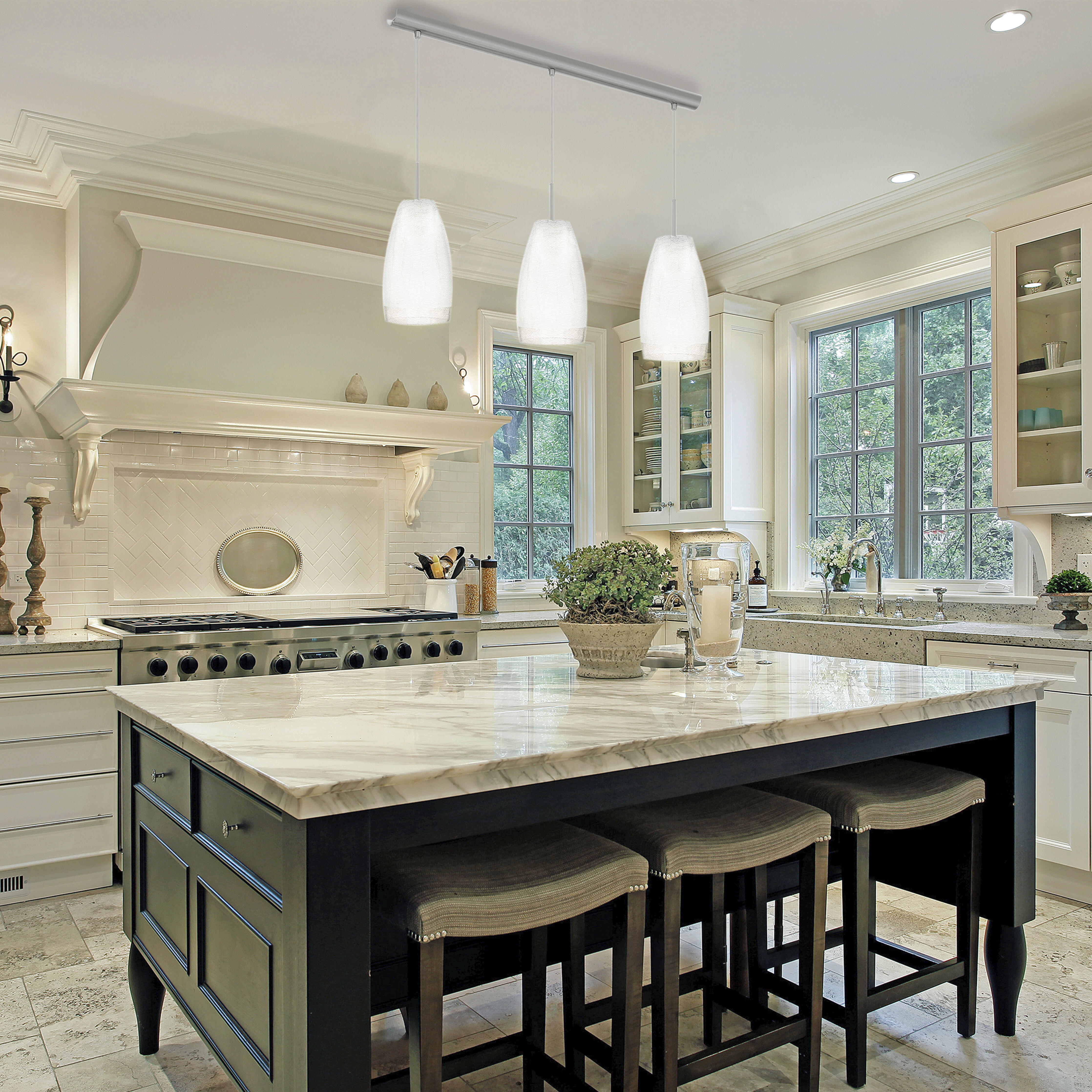 Crash 3 Light 28 inch Matte Nickel Kitchen Island Pendant Ceiling Light