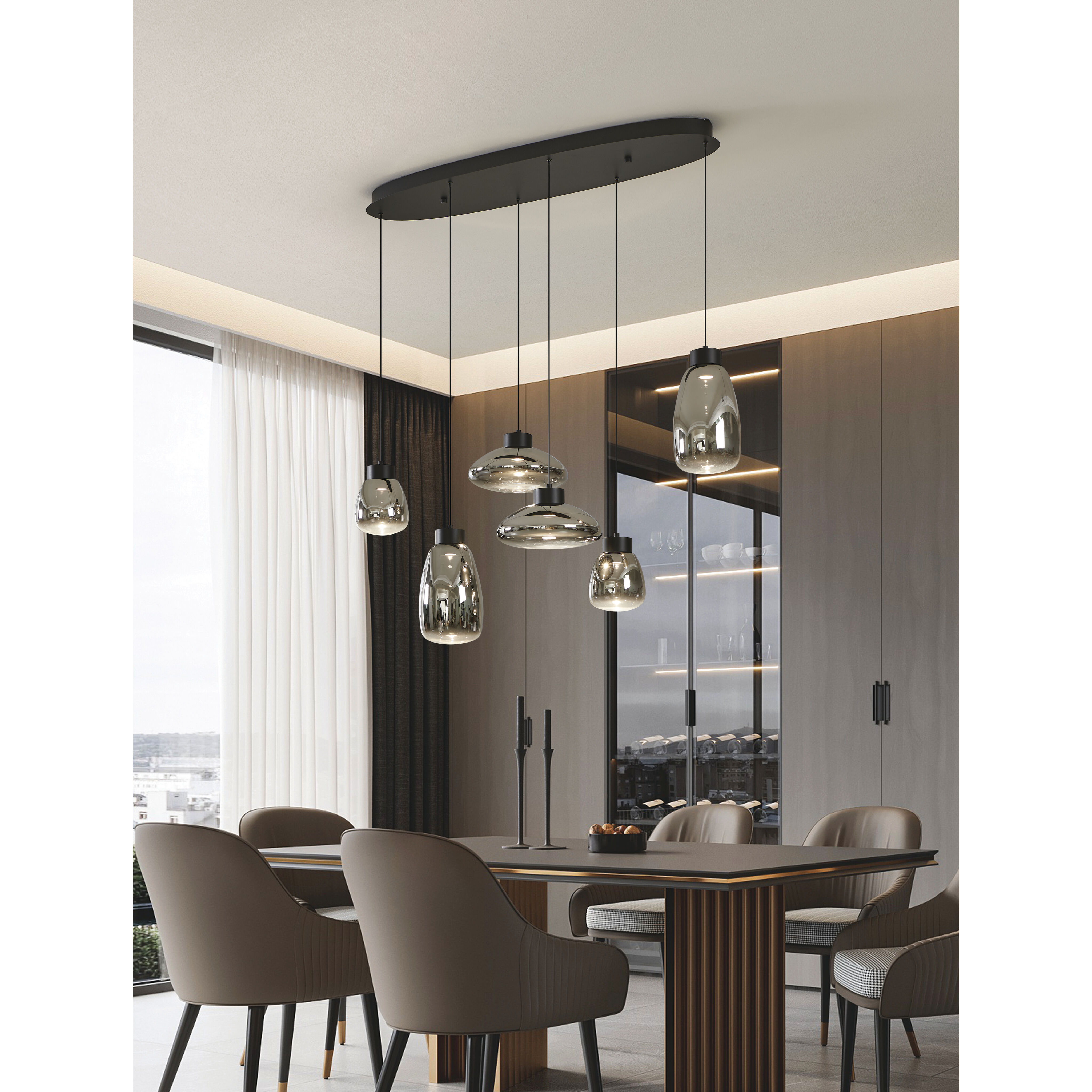 Sarnarra LED 21.46 inch Black Pendant Ceiling Light