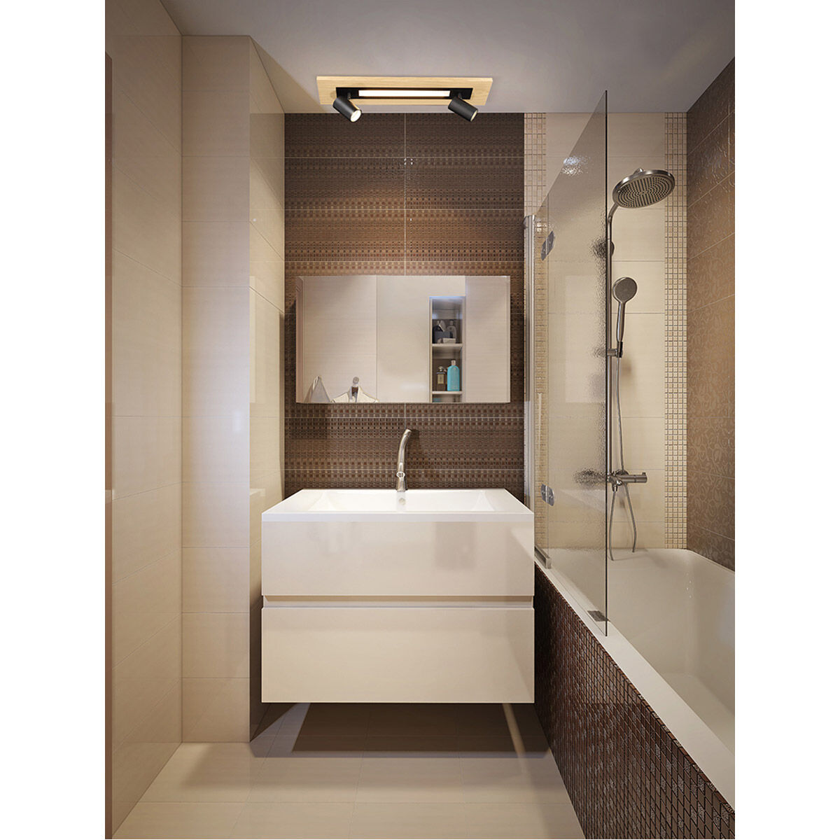 Torrestralle LED 27.17 inch Natural and Black Flush Mount Ceiling Light