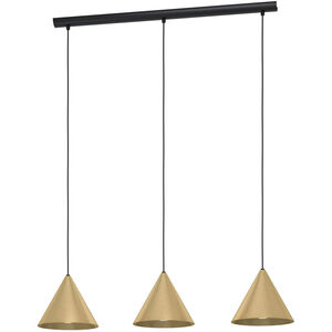 Narices 3 Light 4 inch Structured Black Linear Pendant Ceiling Light