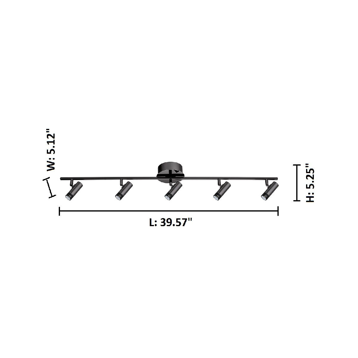 Lianello 5 Light 120 Black Chrome Wall Track Light Ceiling Light