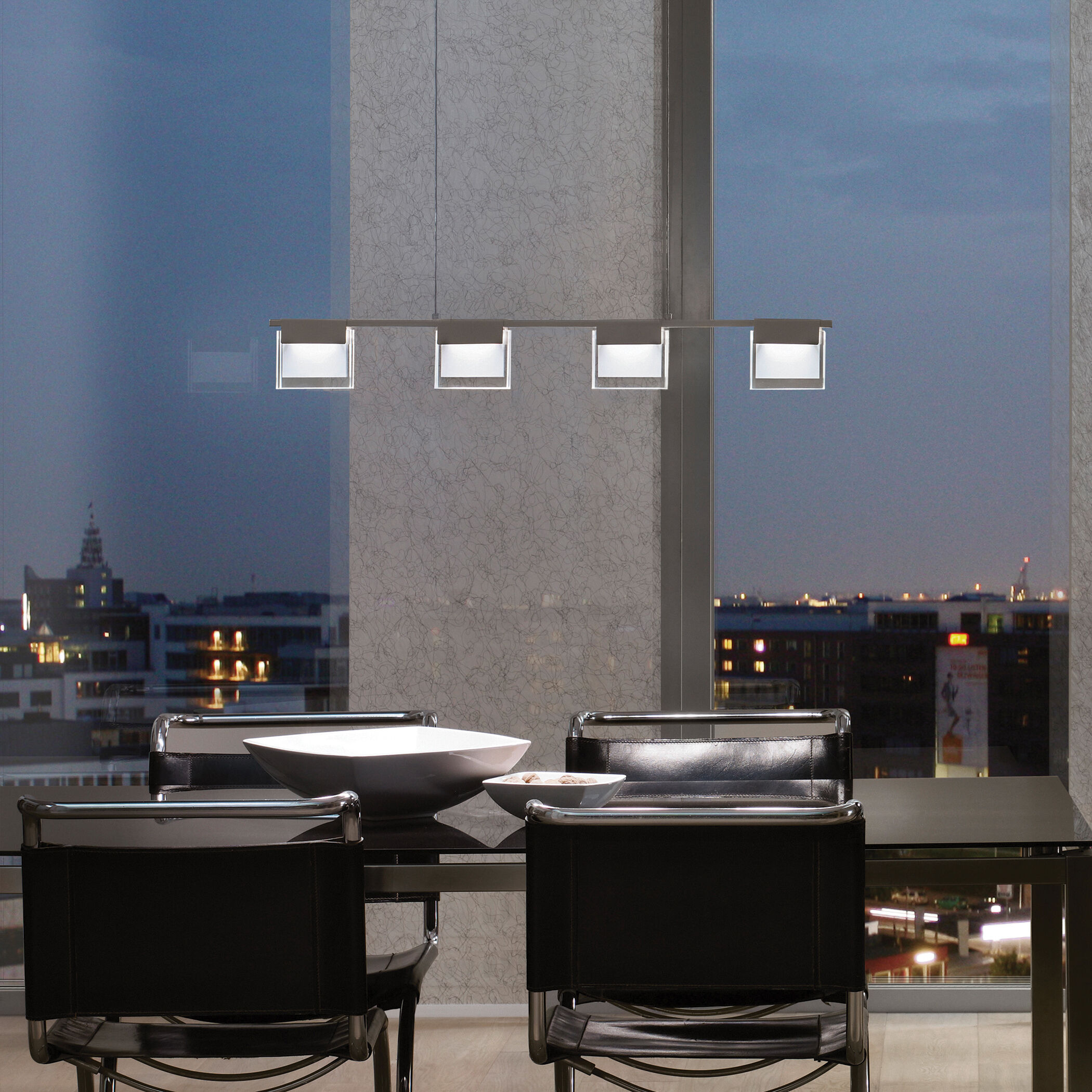 Vicino LED 29.53 inch Matte Nickel Linear Pendant Ceiling Light