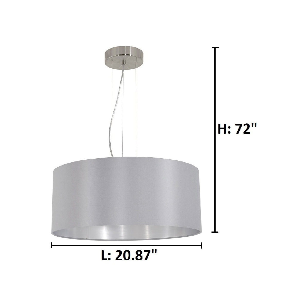 Maserlo 3 Light 20.87 inch Satin Nickel Pendant Ceiling Light