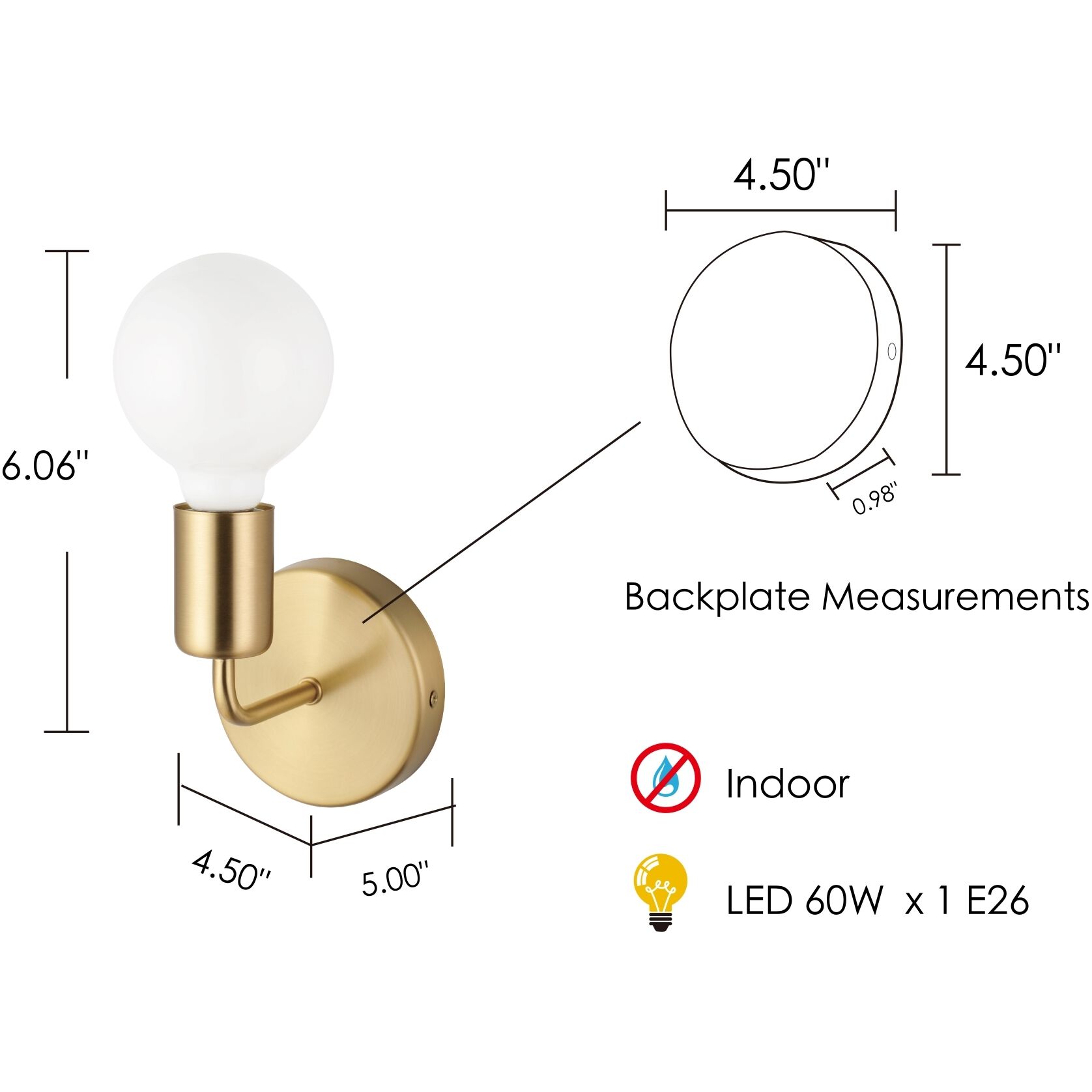 Avondale 1 Light 5 inch Brushed Gold Open Bulb Wall Sconce Wall Light