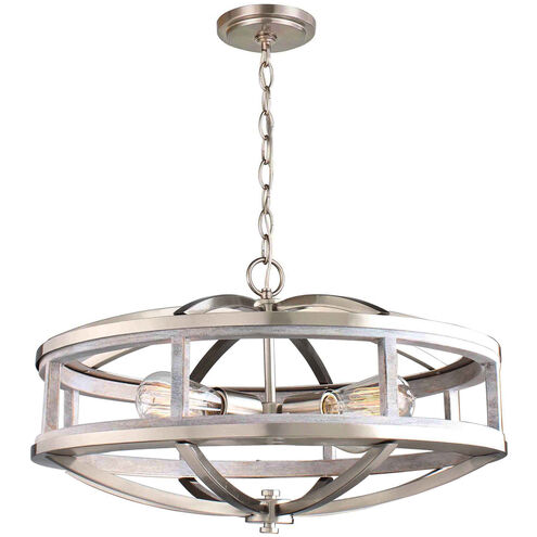 Montrose 4 Light 19 inch Acacia Wood and Brushed Nickel Chandelier Ceiling Light