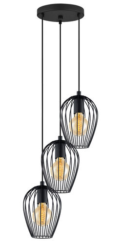 Newtown 3 Light 15.75 inch Matte Black Multi Light Pendant Ceiling Light