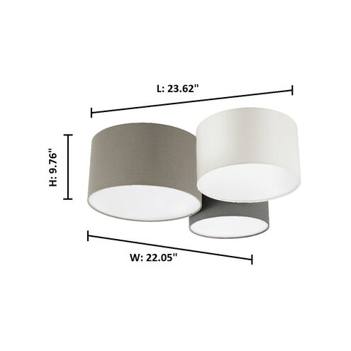 Pastore 1 3 Light 24 inch Taupe and White and Grey Flush Mount Ceiling Light