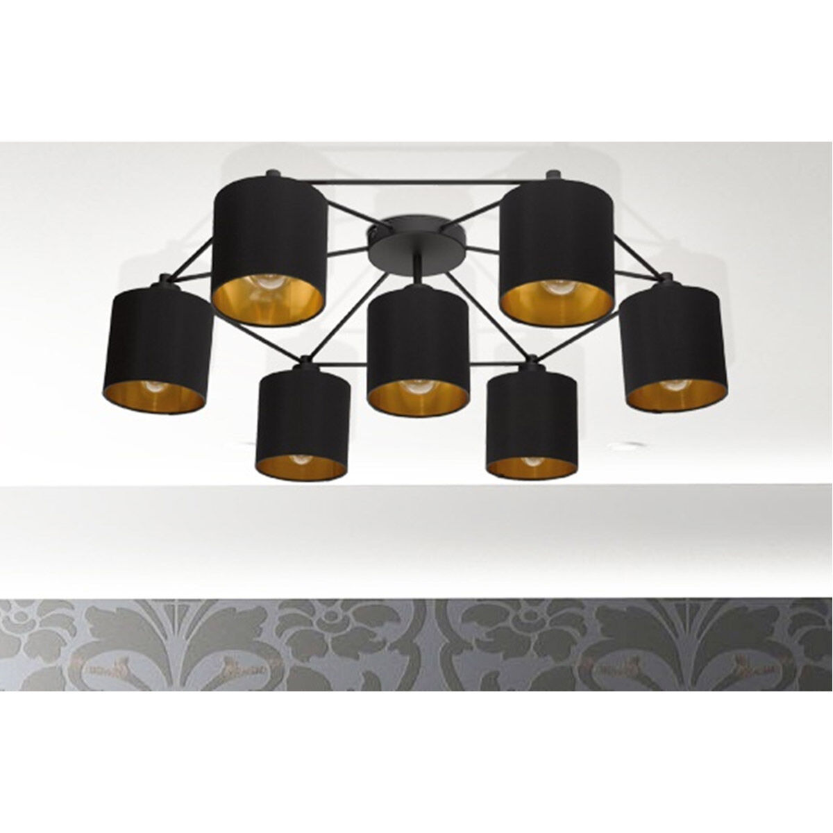 Staiti 7 Light 33.07 inch Black Semi Flush Mount Ceiling Light