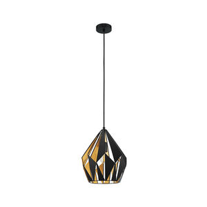 Carlton 1 1 Light 12 inch Black and Gold Leaf Geometric Pendant Ceiling Light